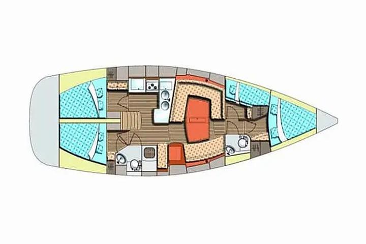 Notranjost jadrnice Elan 434 Impression - 4 kabine, 8 ležišč, charter yacht Slovenia